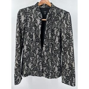 MSK Women's Size M Medium Floral Lace Overlay Shawl Lapel Blazer Jacket Black